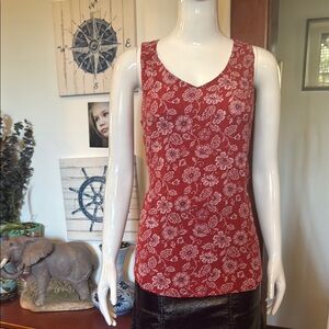 NWT Eddie Bauer size small Copper Thistle print Floral Red Sleeveless Top